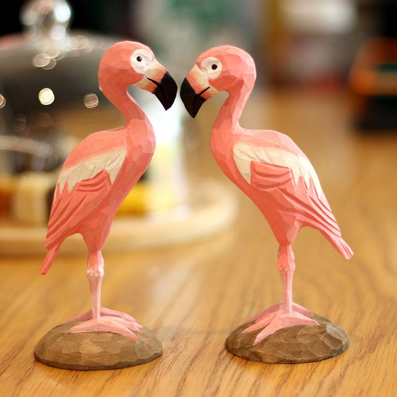 Flamingo Bird Painted and Hand Carved Wooden Figurine - paintedbird.shop
