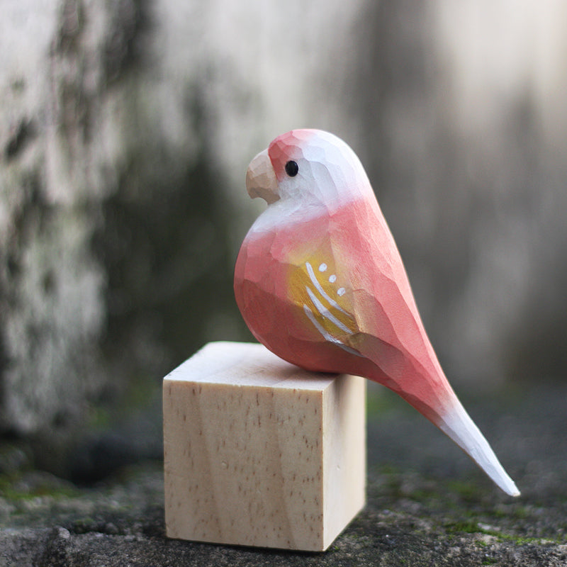 Parakeets Handcrafted Wood Figurine - Exquisite Home Decor