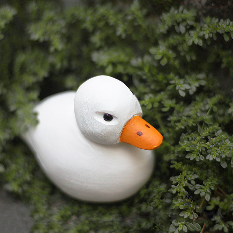 Hand-Painted Adorable Cole Duck Wooden Sculpture