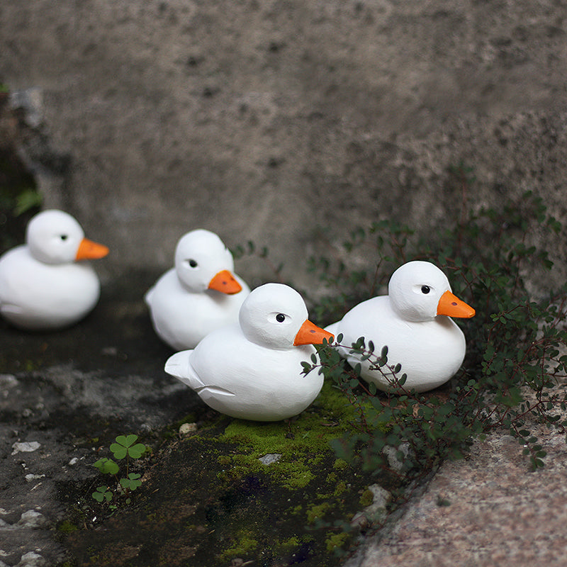 Hand-Painted Adorable Cole Duck Wooden Sculpture