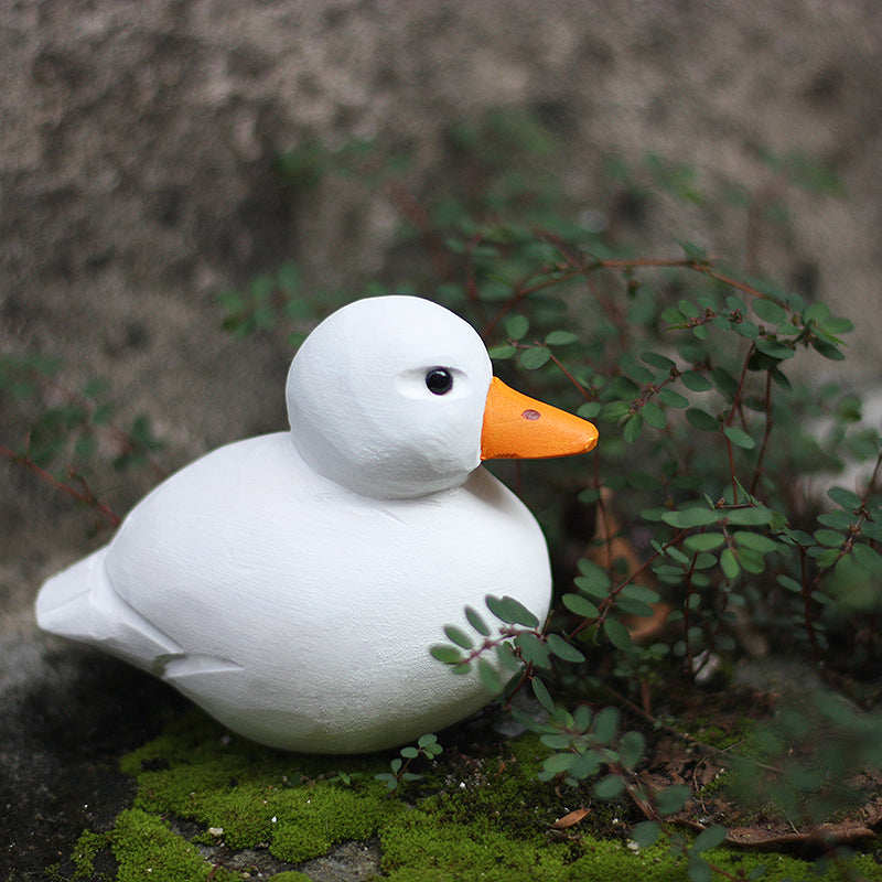 Hand-Painted Adorable Cole Duck Wooden Sculpture