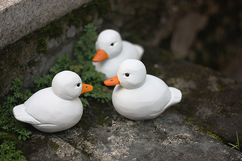 Hand-Painted Adorable Cole Duck Wooden Sculpture