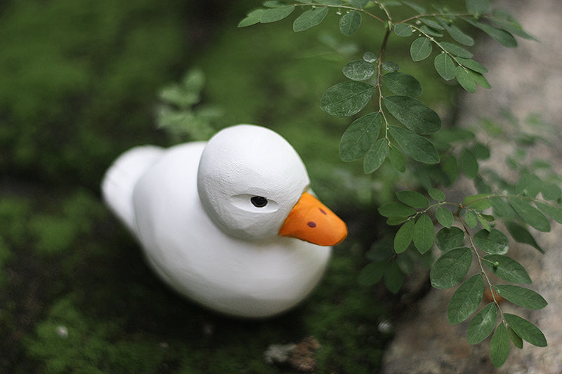 Hand-Painted Adorable Cole Duck Wooden Sculpture