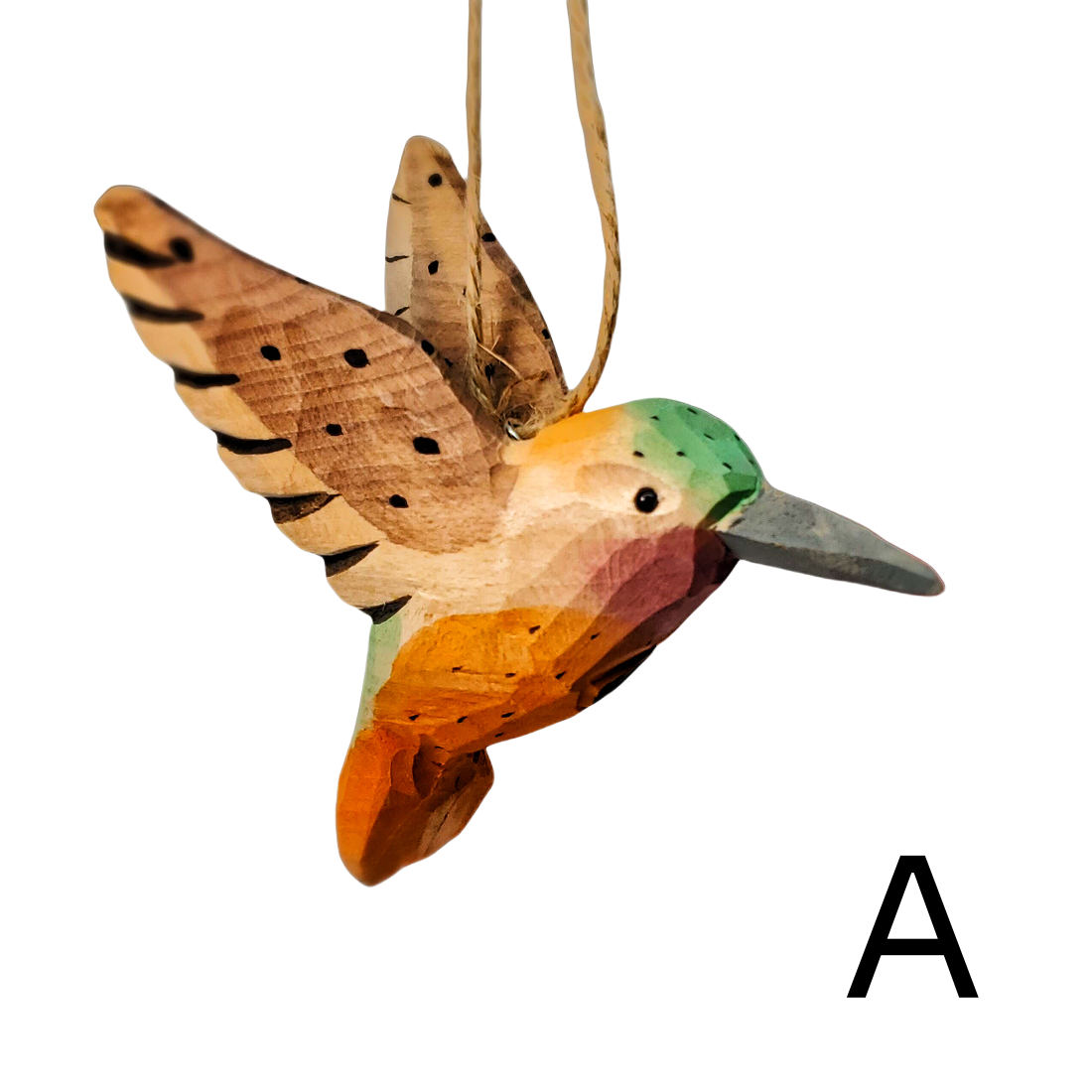 Colibrì appeso ornamenti di uccelli in legno dipinto