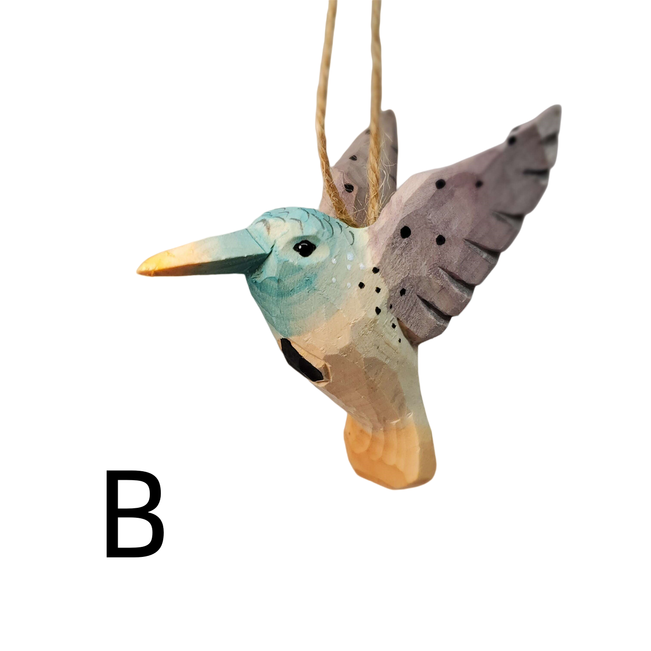 Colibrì appeso ornamenti di uccelli in legno dipinto