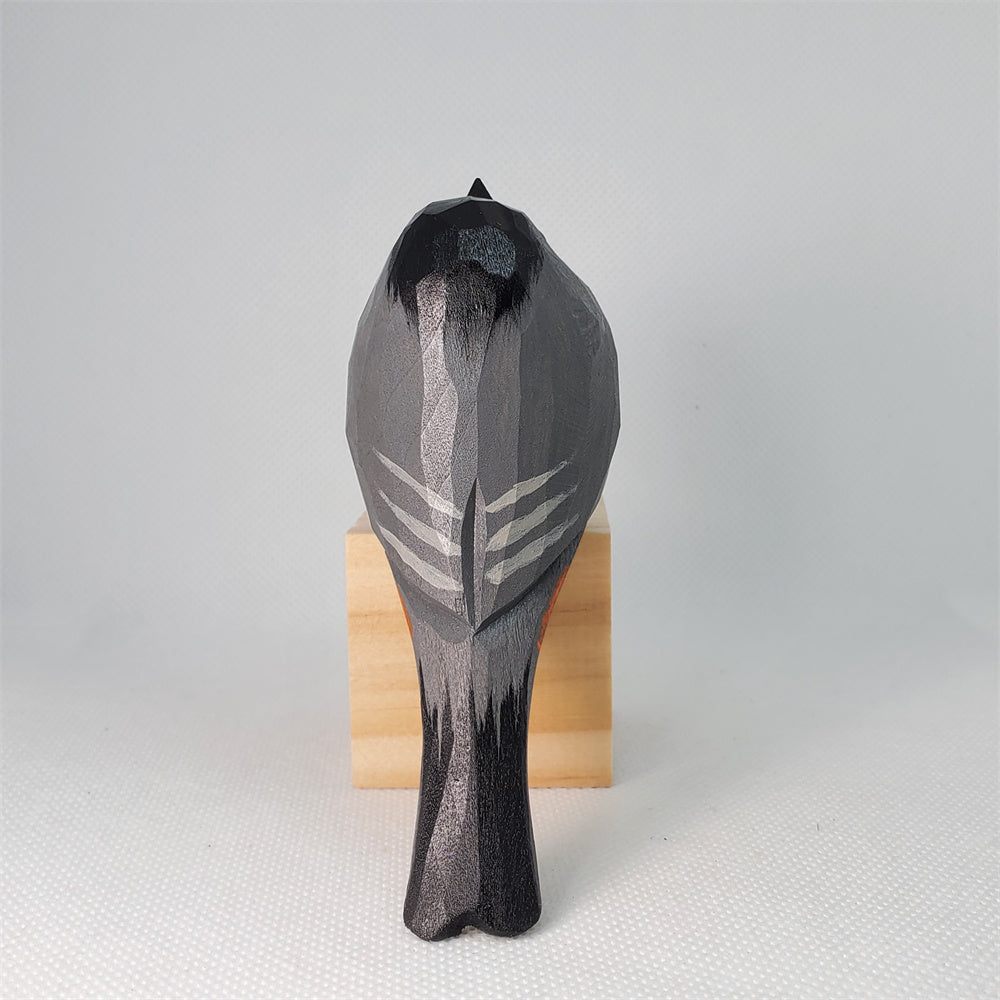 Catbird Hand-Carved & Painted Wooden Figurine - Elegant Nature Decor