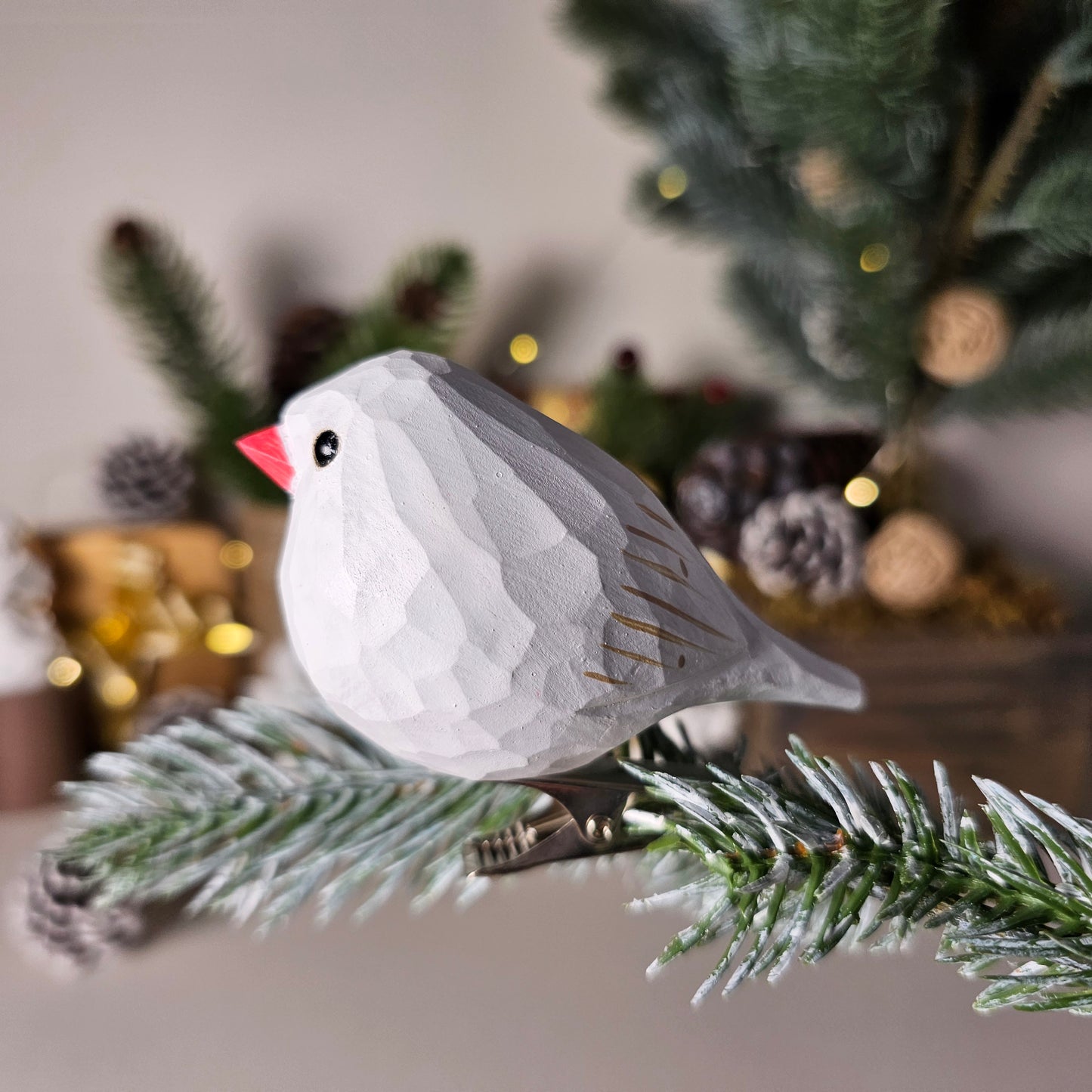 Zebravink vogel clip-on ornament