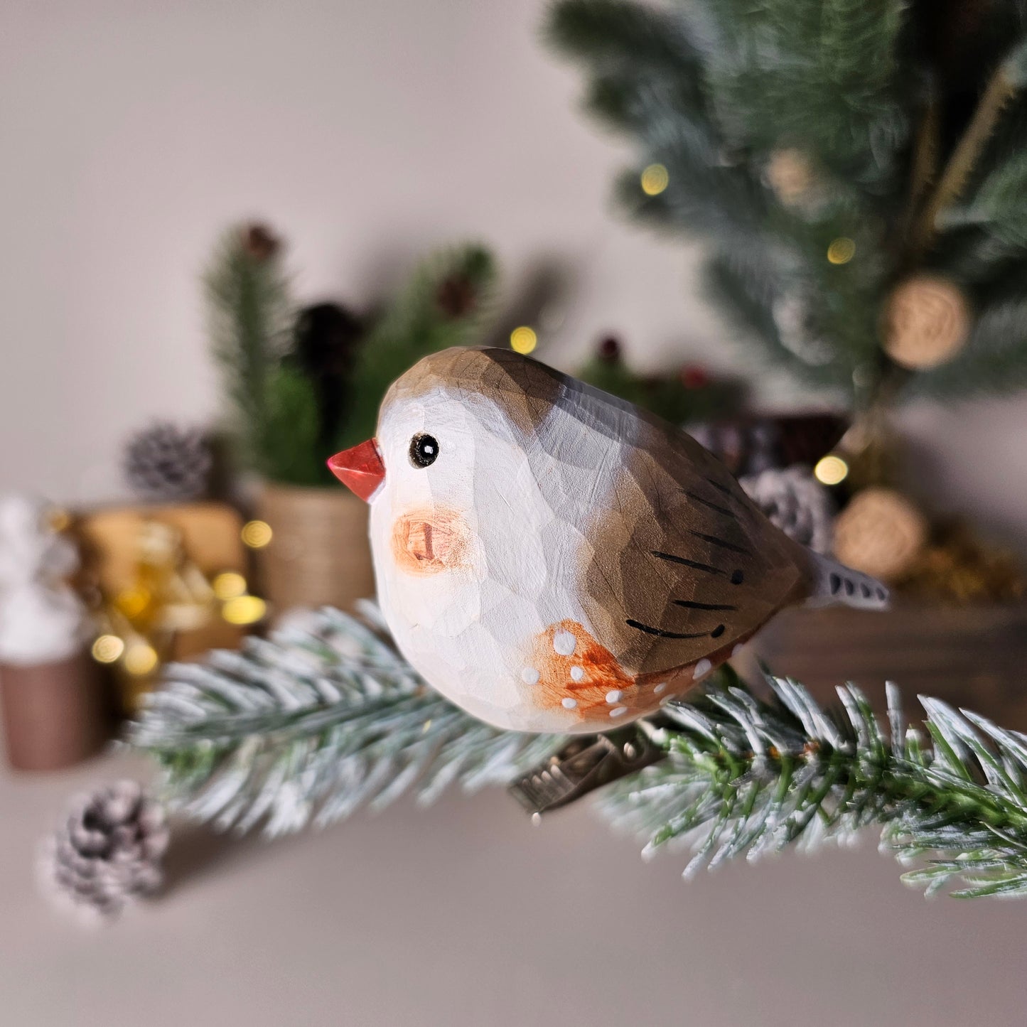 Zebravink vogel clip-on ornament