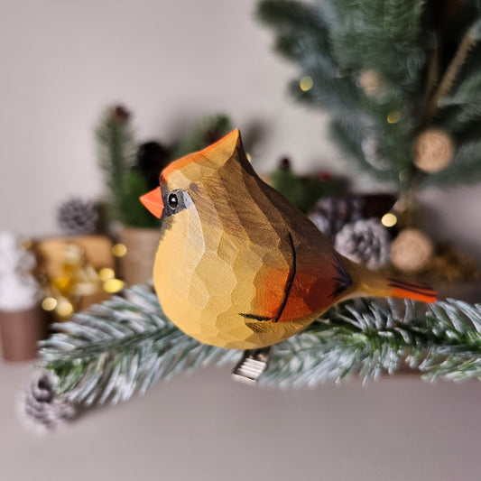 Cardinal Female Clip-on Bird Ornament