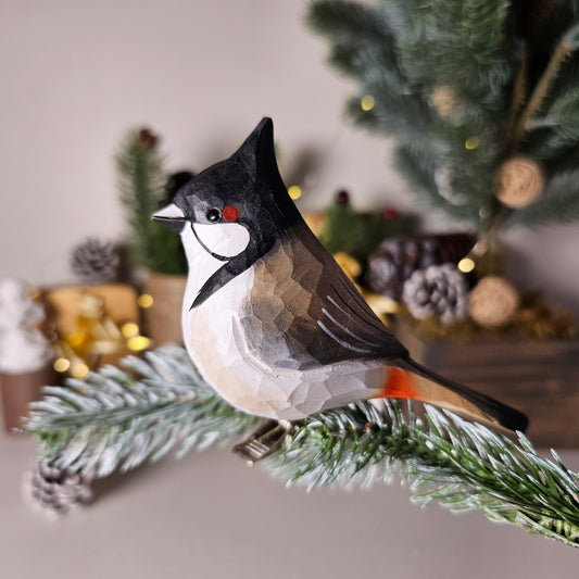 Ornement d'oiseau à clipser bulbul à moustaches rouges