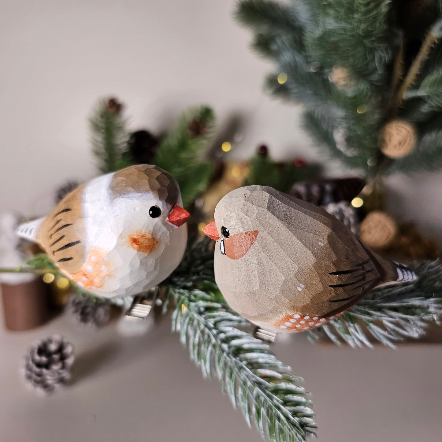 Zebravink vogel clip-on ornament