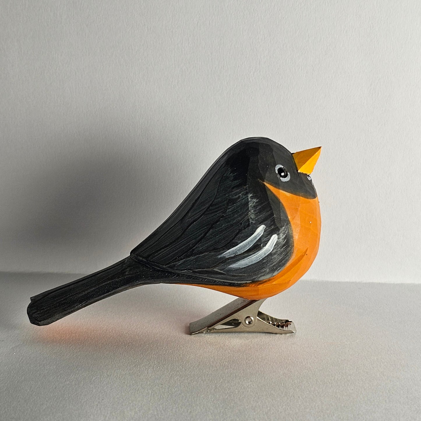 American Robin Clip-on Bird Ornament - Side View