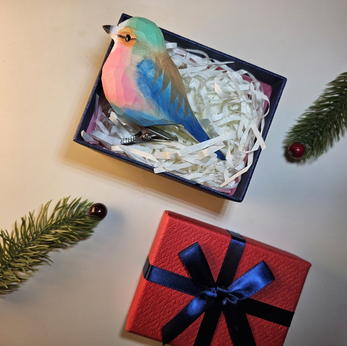 Ornements d'oiseaux à clipser avec coffret cadeau