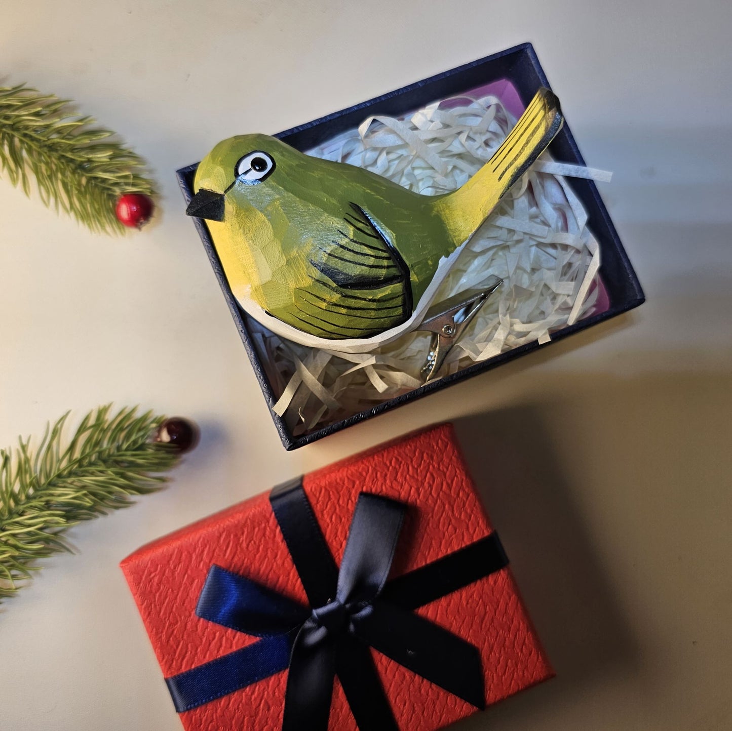 Ornements d'oiseaux à clipser avec coffret cadeau