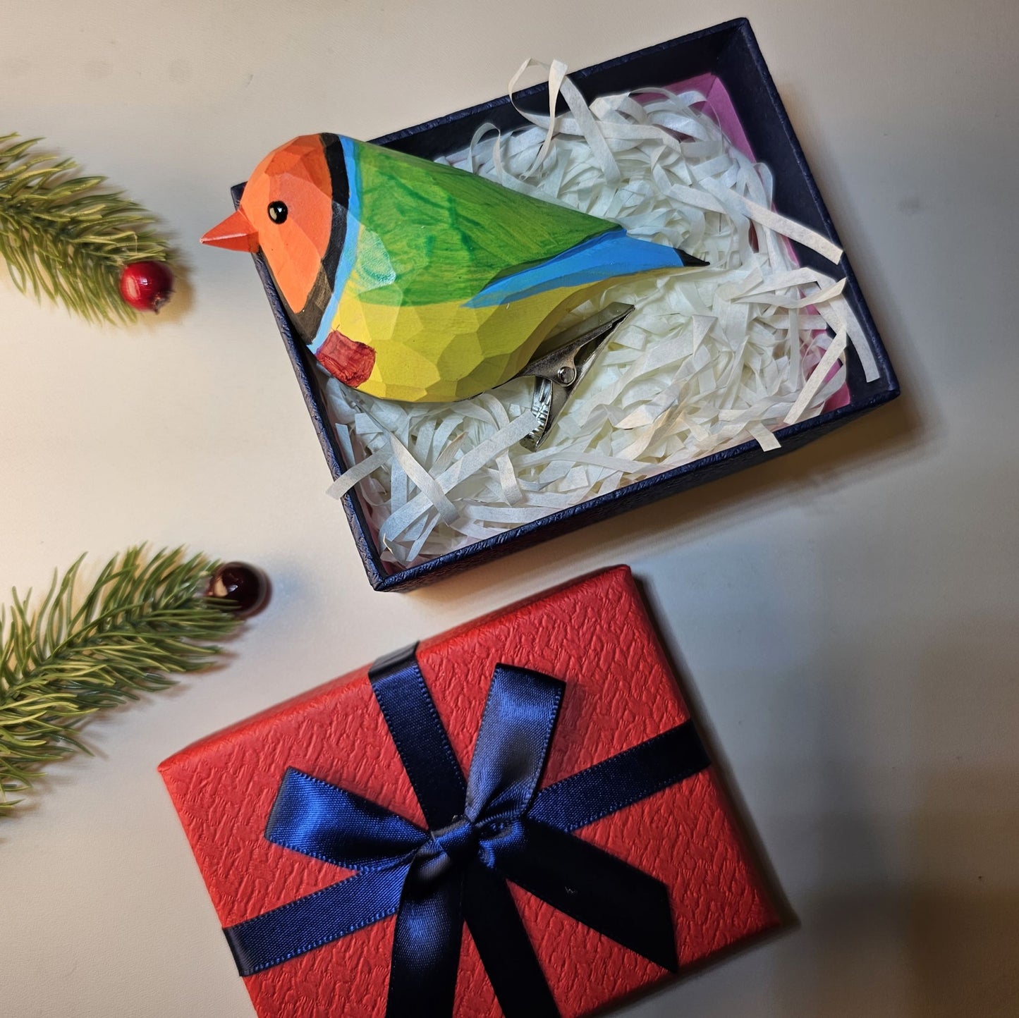 Clip-on vogelornamenten met geschenkdoosset