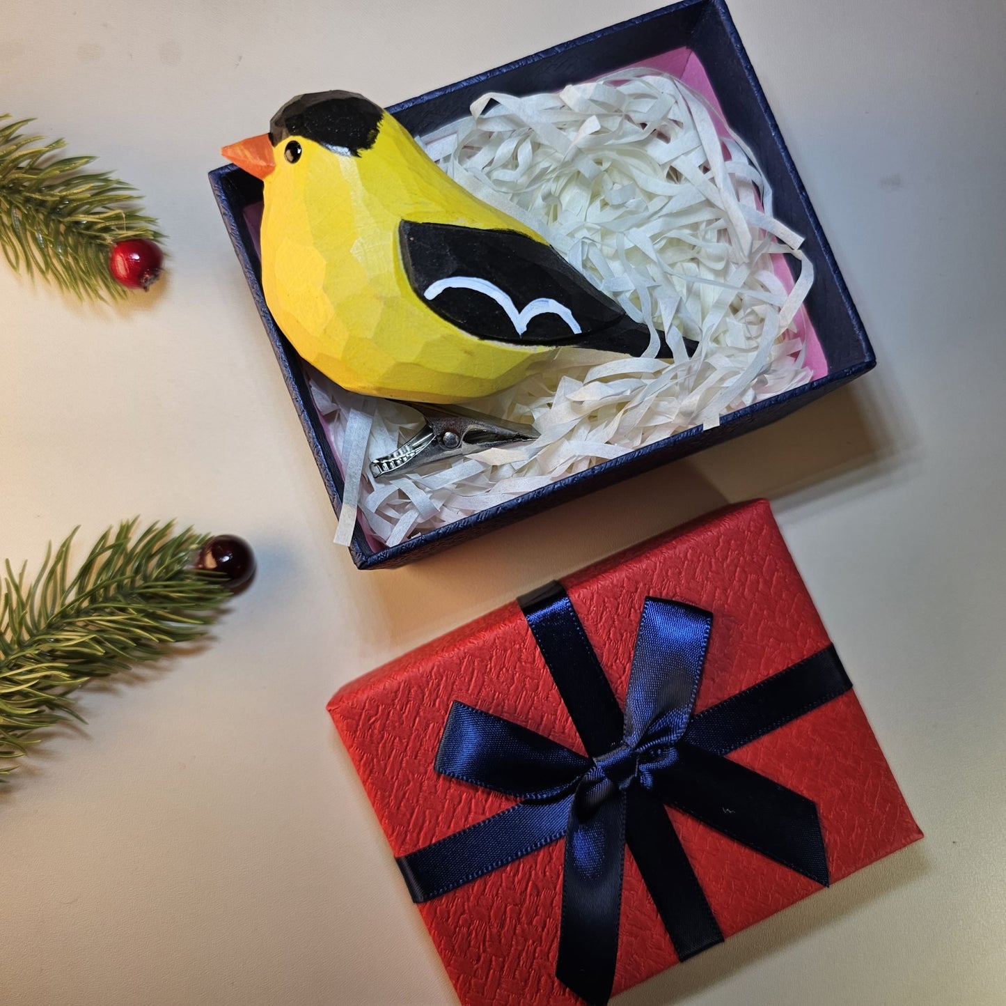 Clip-on vogelornamenten met geschenkdoosset