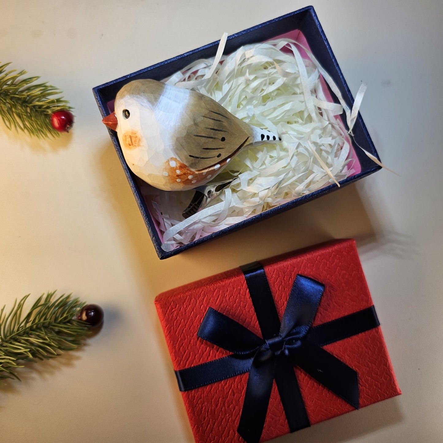 Ornements d'oiseaux à clipser avec coffret cadeau