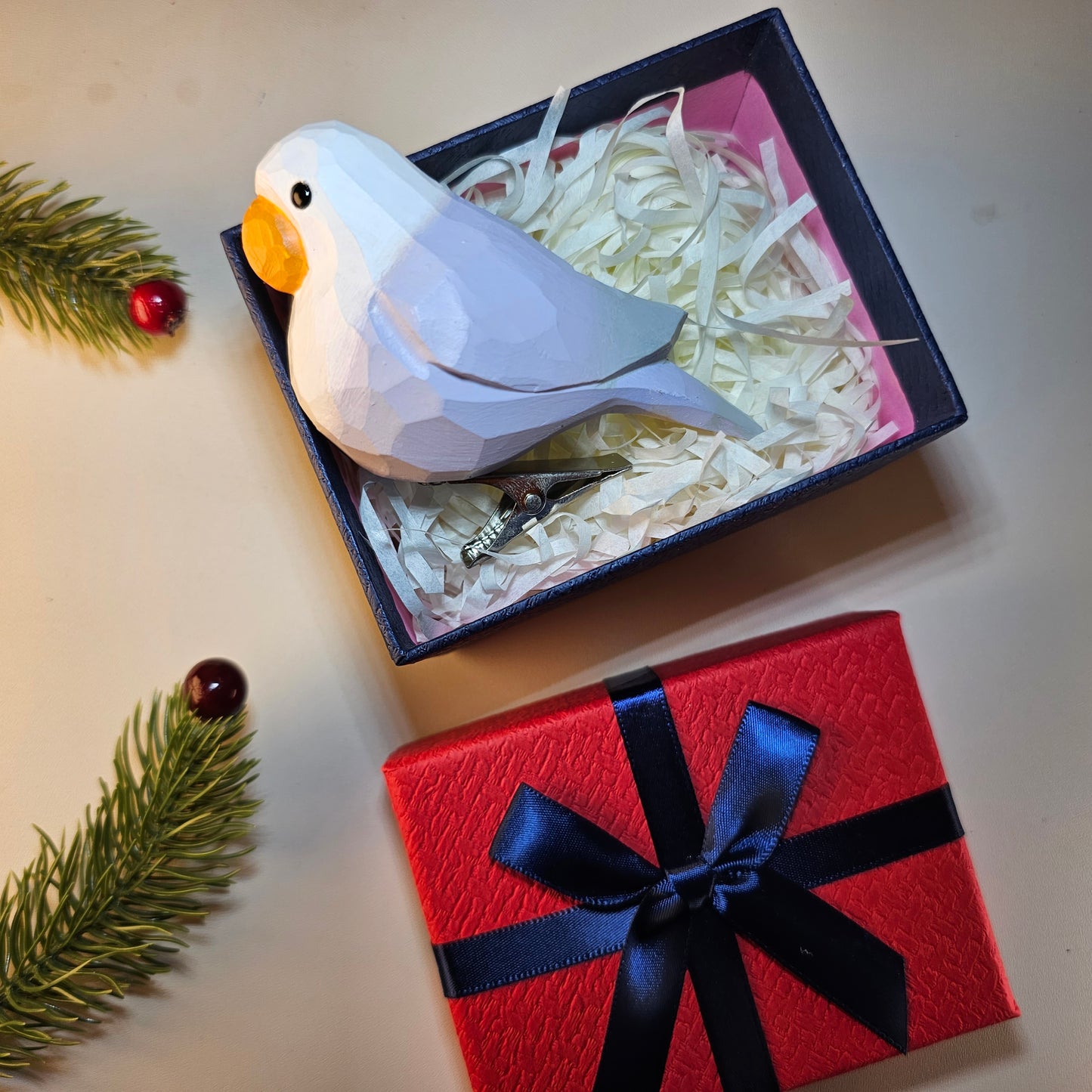 Ornements d'oiseaux à clipser avec coffret cadeau