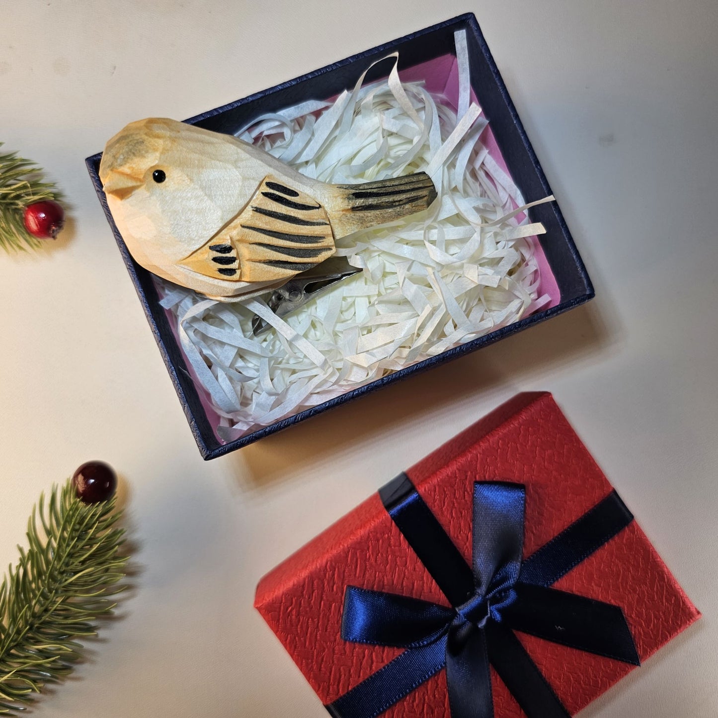 Clip-on vogelornamenten met geschenkdoosset