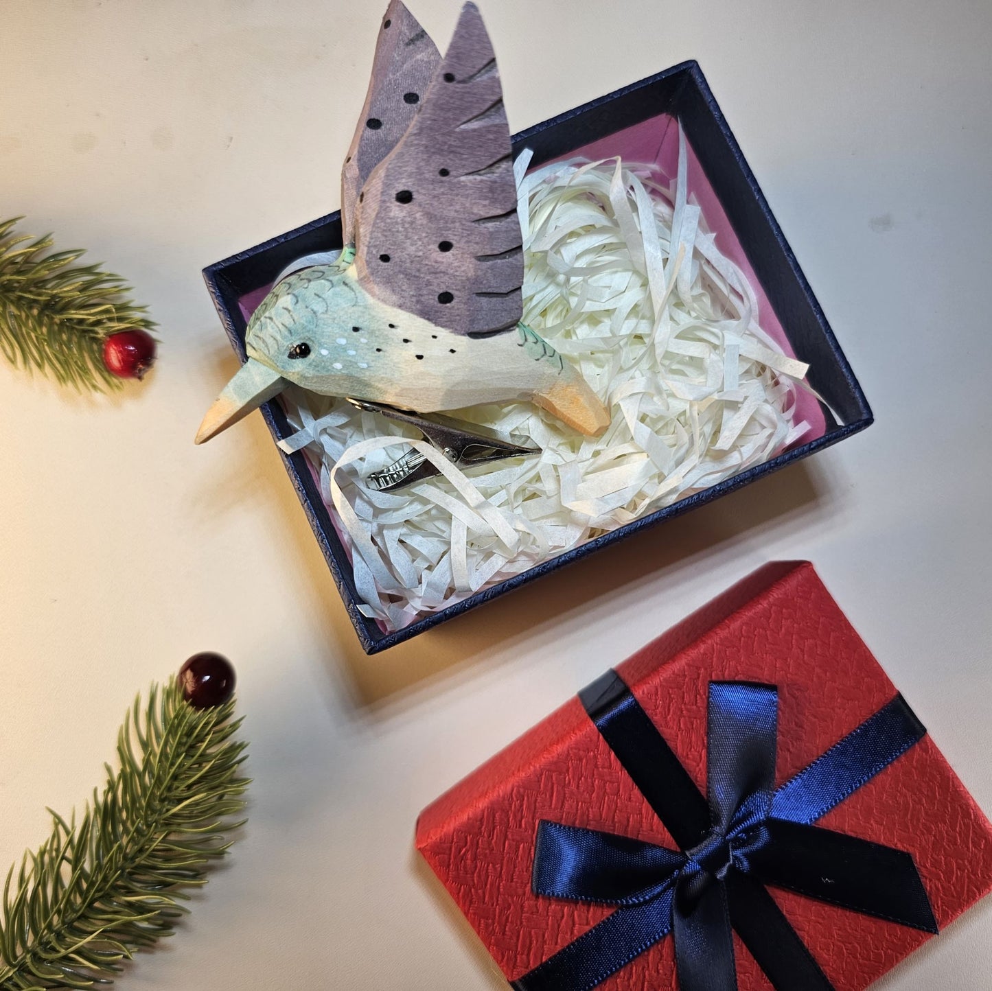 Clip-on vogelornamenten met geschenkdoosset