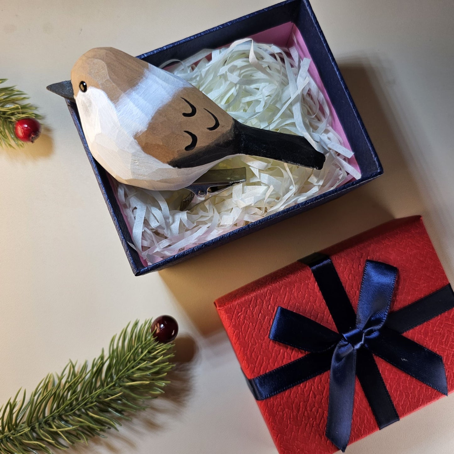 Ornamenti per uccelli a clip con confezione regalo