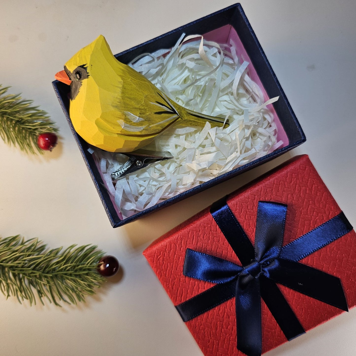 Ornements d'oiseaux à clipser avec coffret cadeau