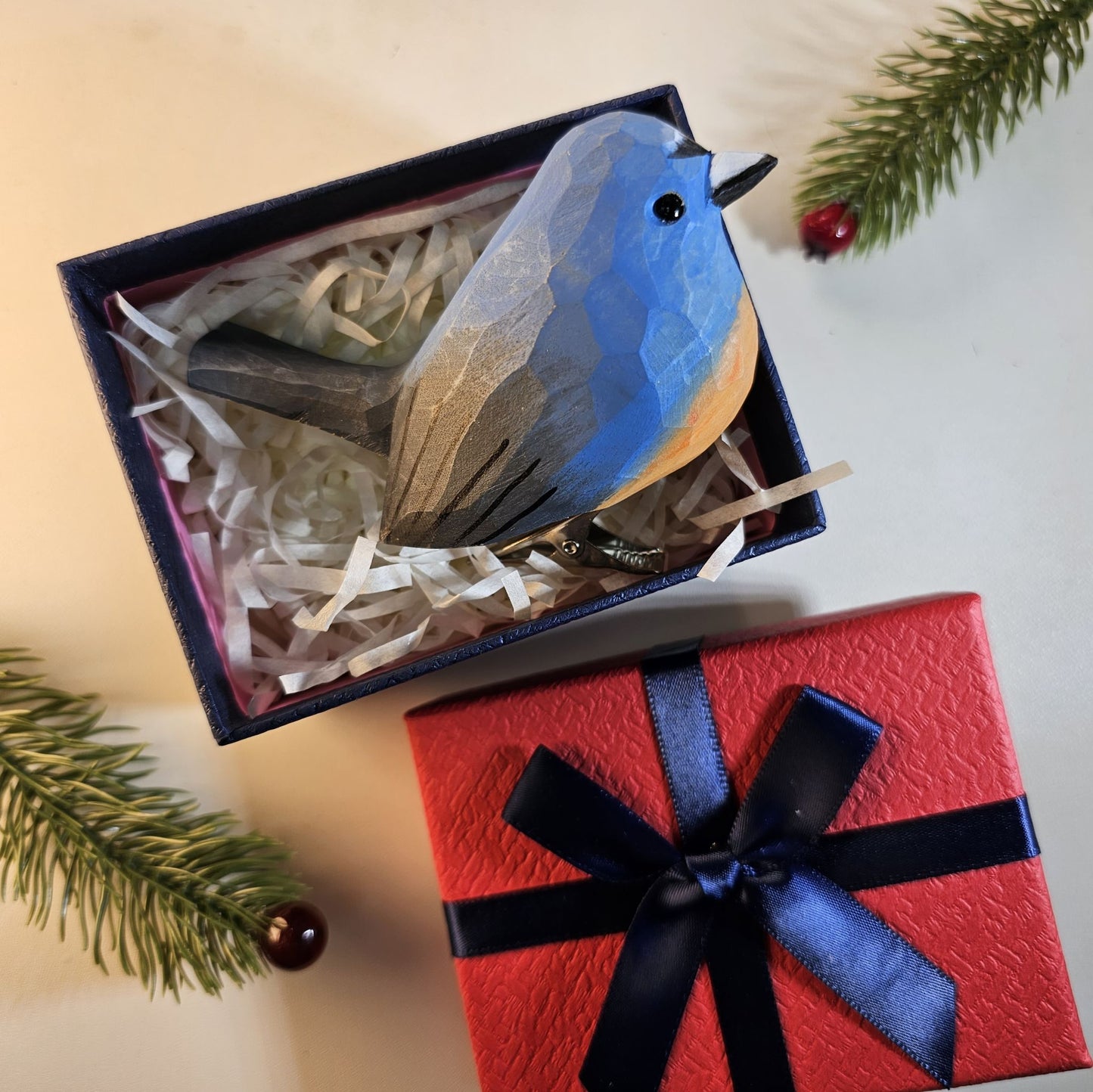 Ornements d'oiseaux à clipser avec coffret cadeau