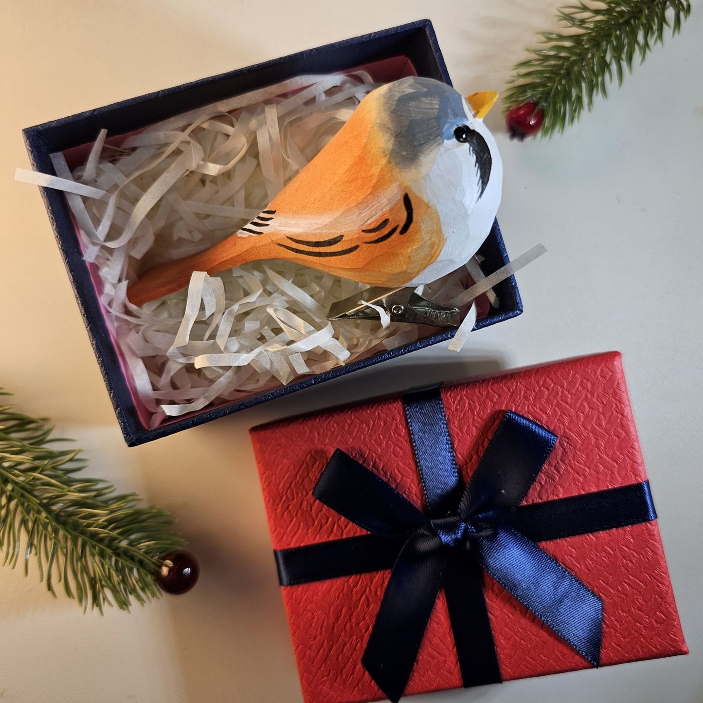 Clip-on vogelornamenten met geschenkdoosset