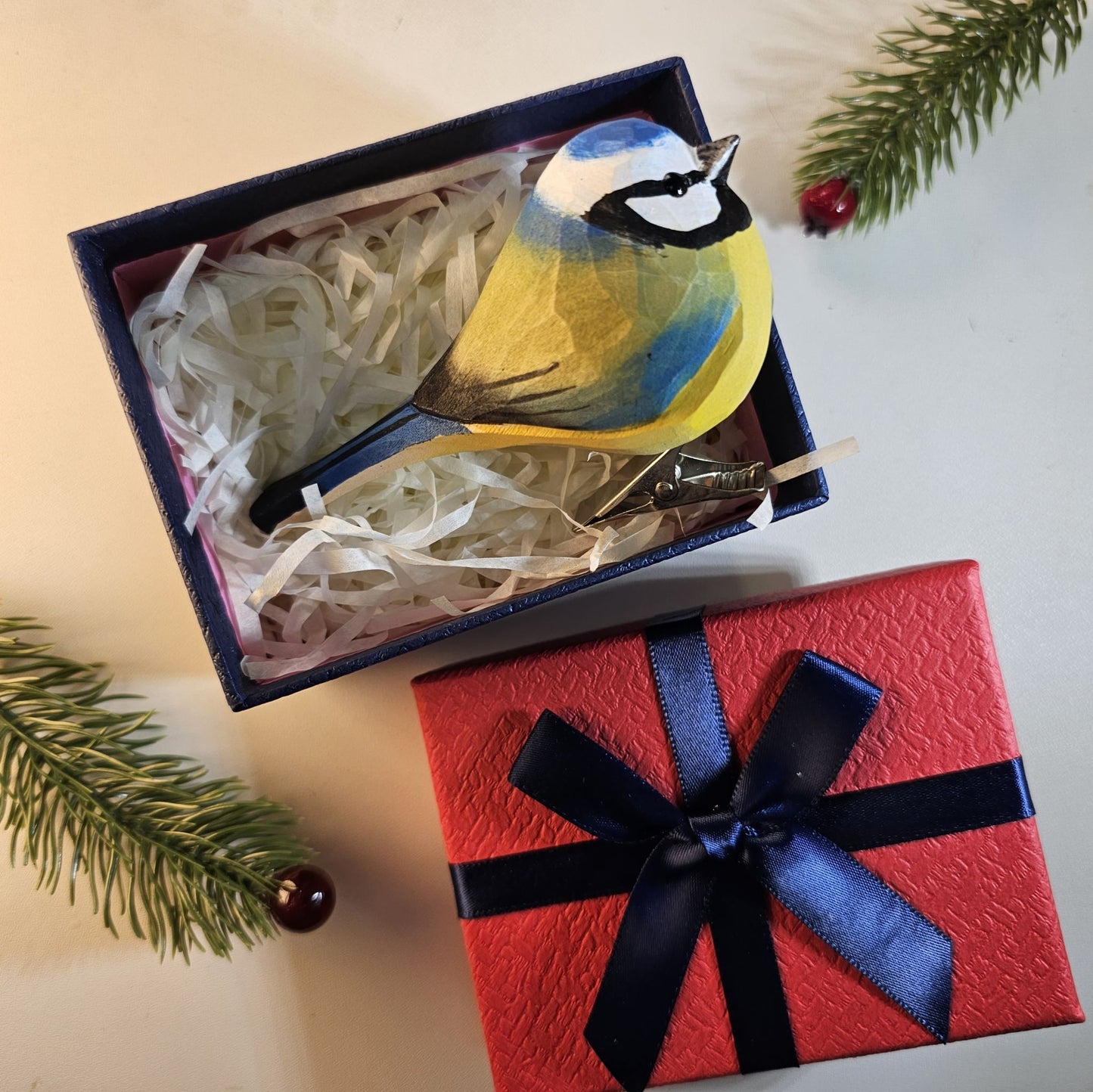 Ornements d'oiseaux à clipser avec coffret cadeau