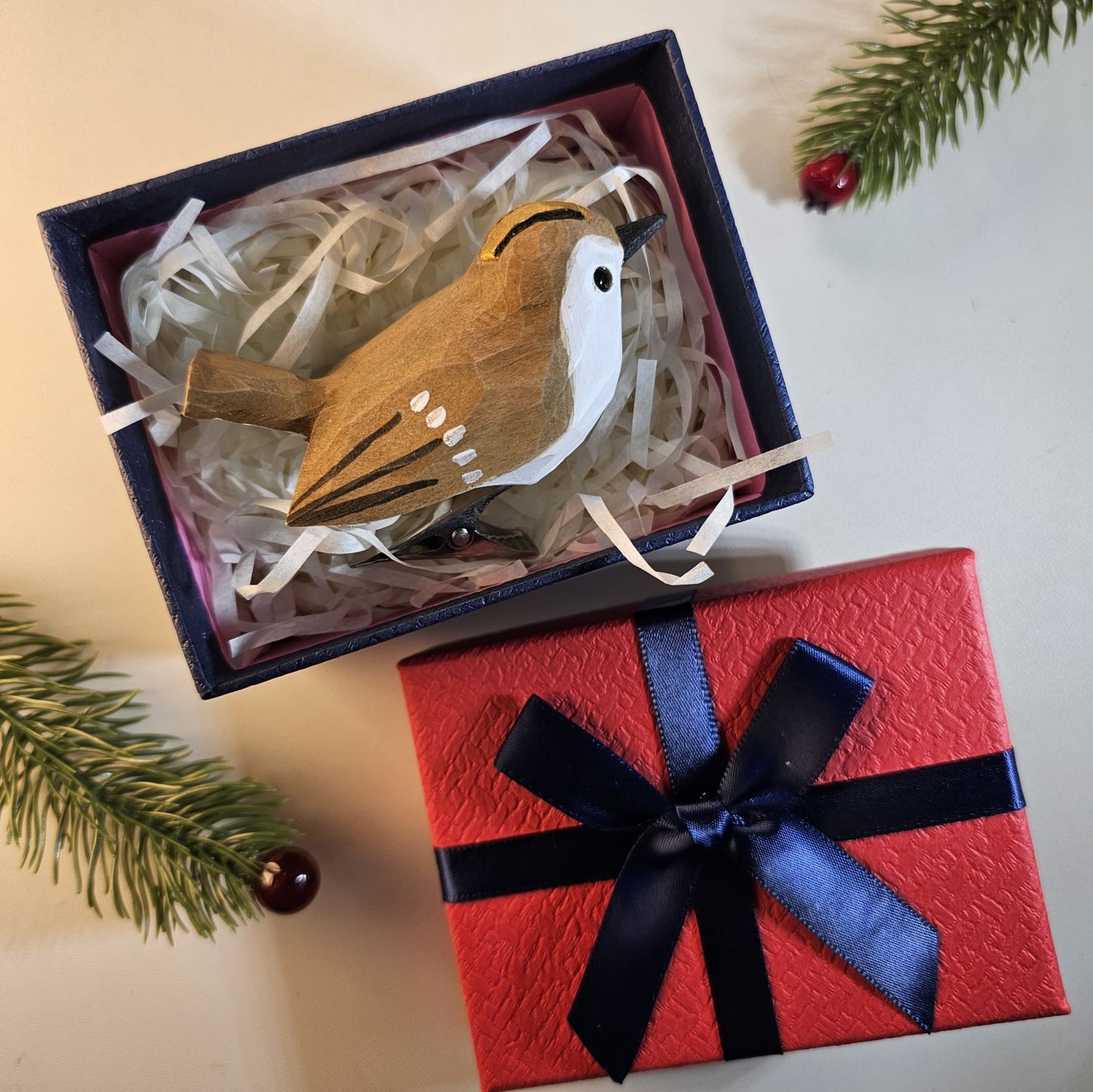 Ornements d'oiseaux à clipser avec coffret cadeau