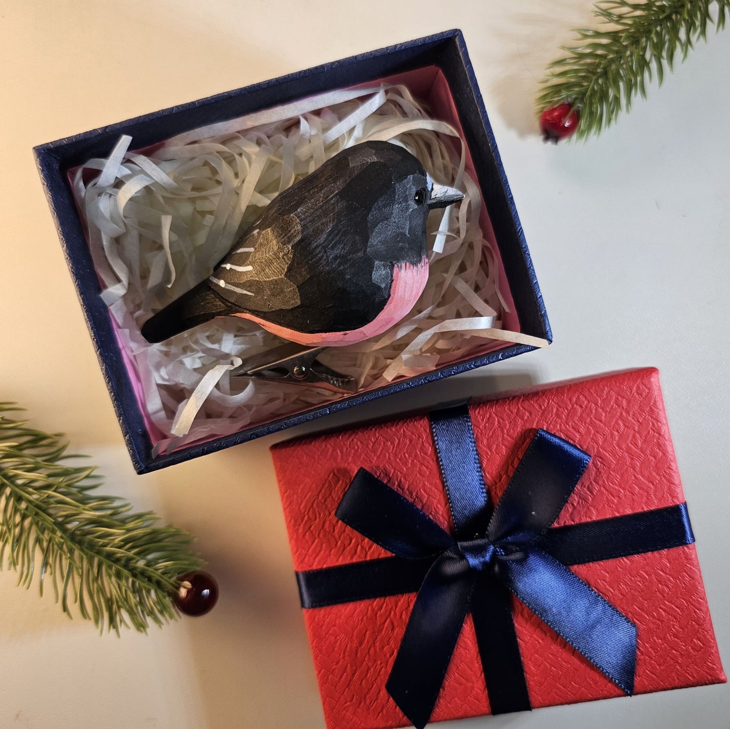 Ornements d'oiseaux à clipser avec coffret cadeau