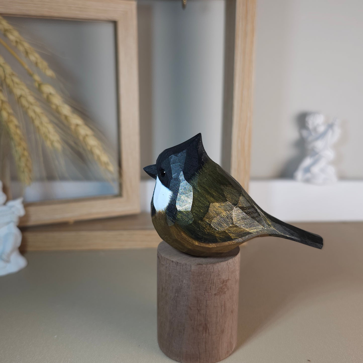 Oost-Whipbird beeldje - ambachtelijk gebeeldhouwd decor