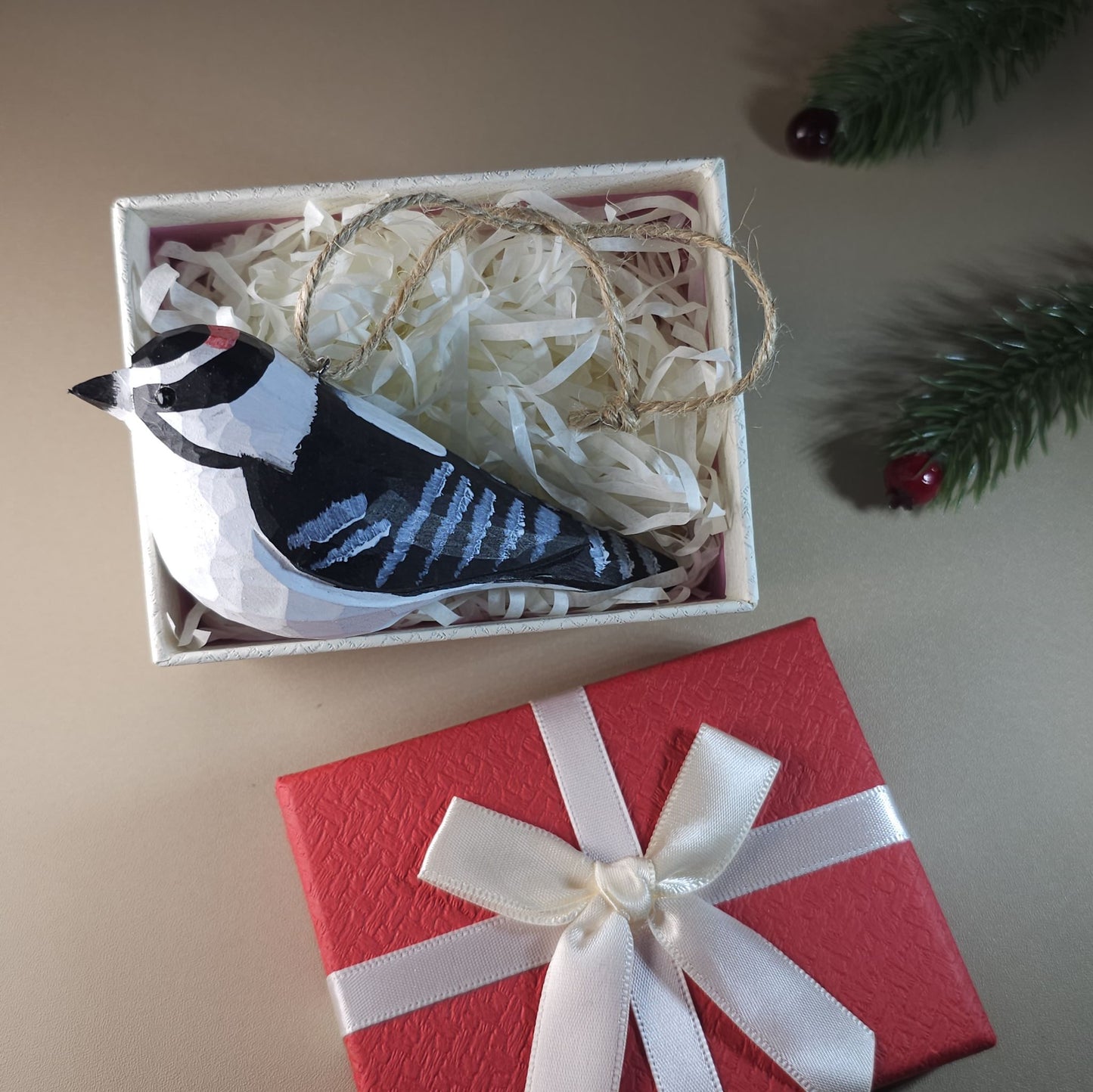 Vogel hangende ornamenten met geschenkdoosset