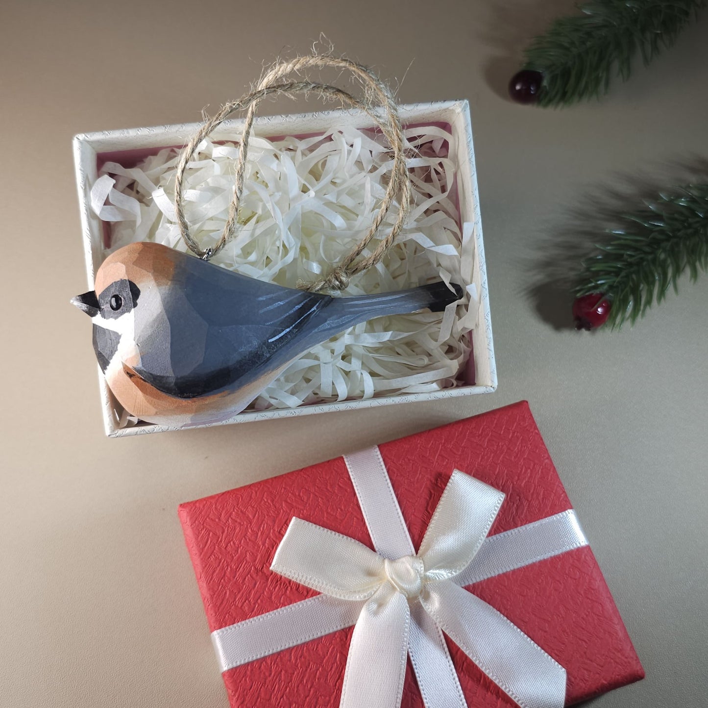 Vogel hangende ornamenten met geschenkdoosset