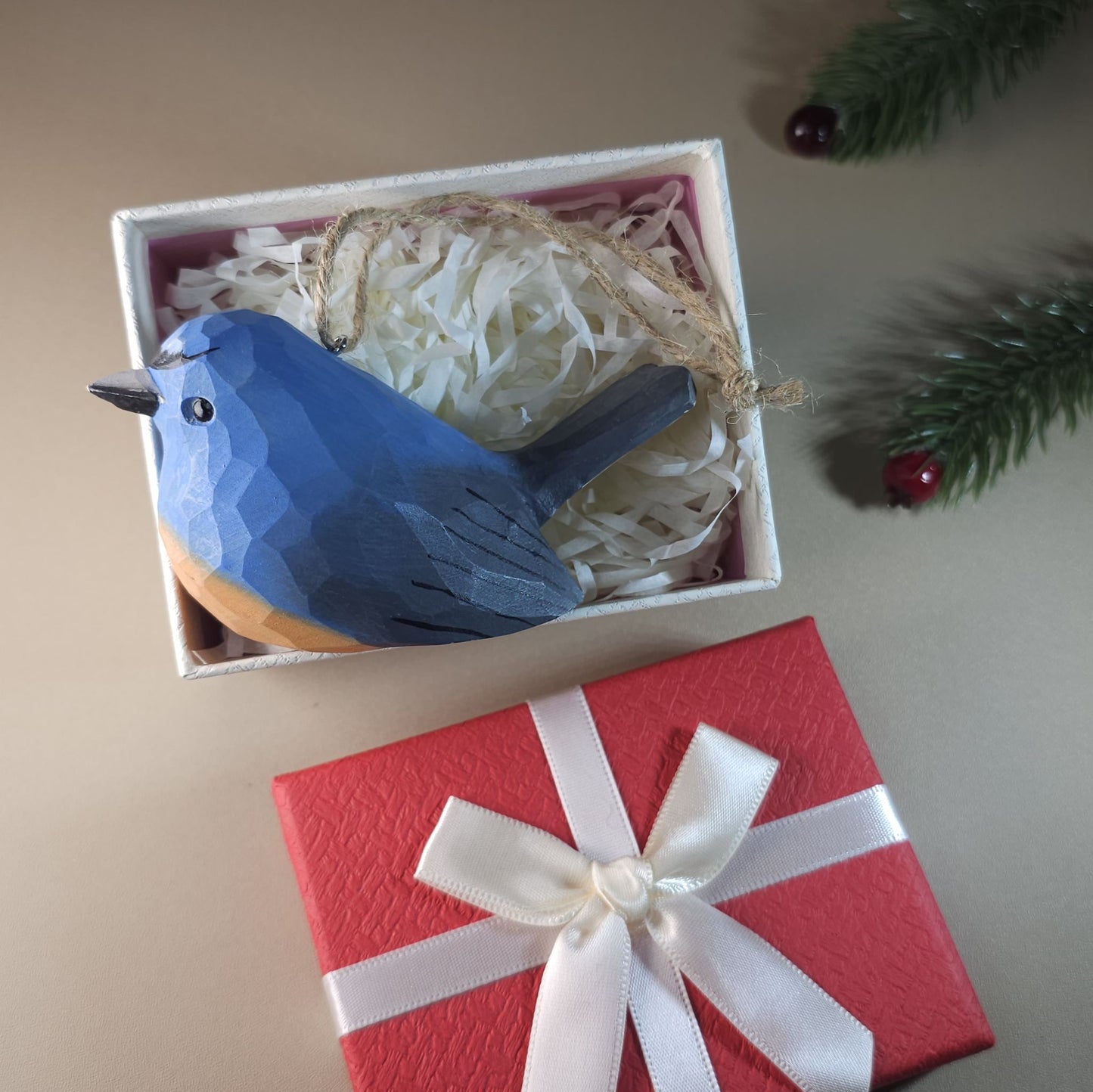 Vogel hangende ornamenten met geschenkdoosset