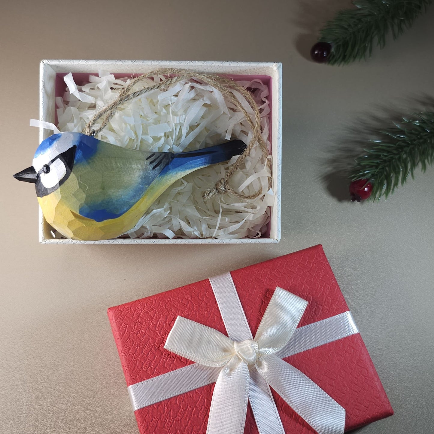 Vogel hangende ornamenten met geschenkdoosset