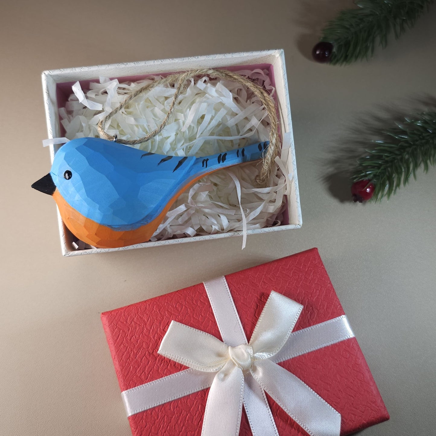 Vogel hangende ornamenten met geschenkdoosset