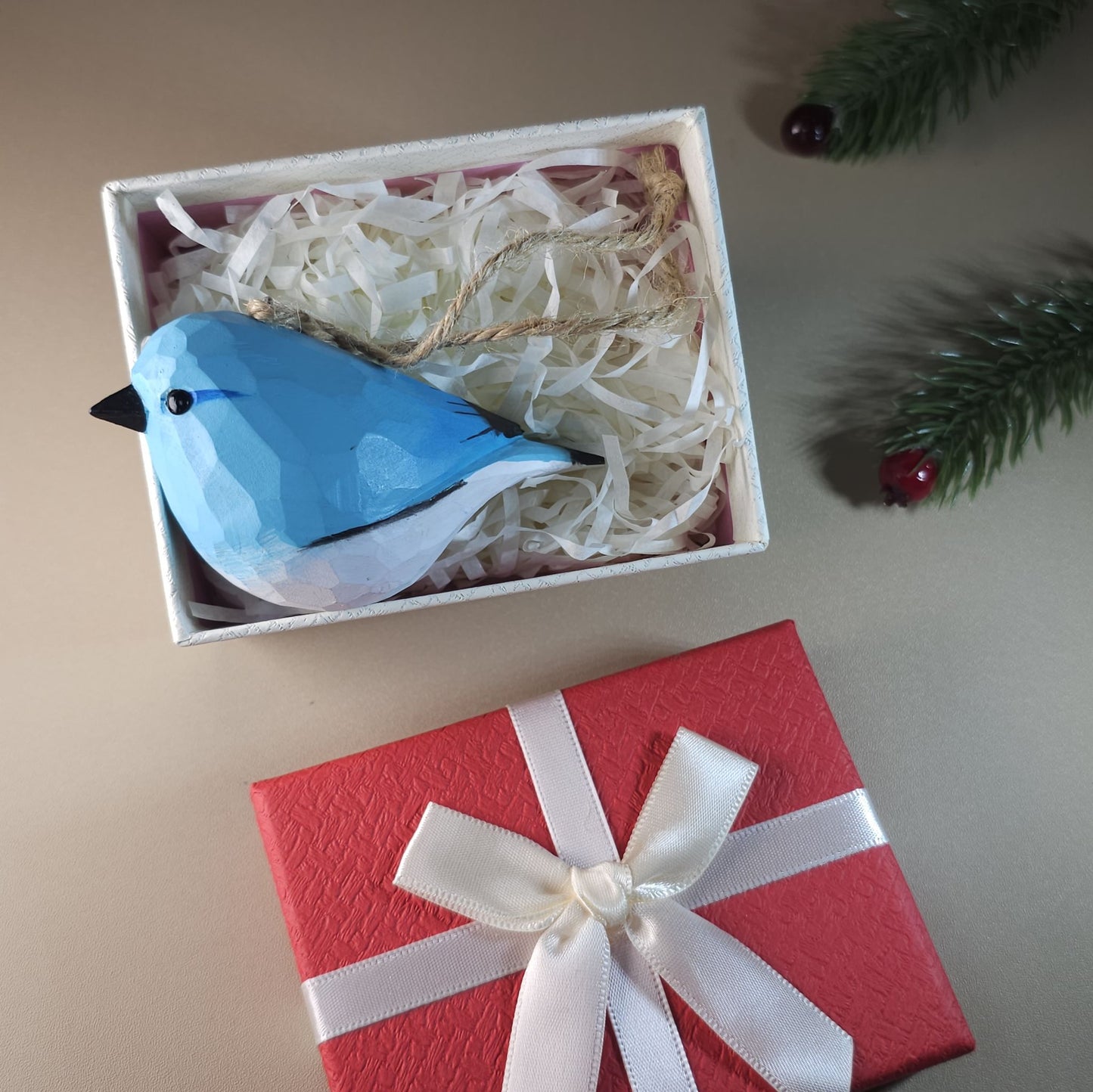 Vogel hangende ornamenten met geschenkdoosset