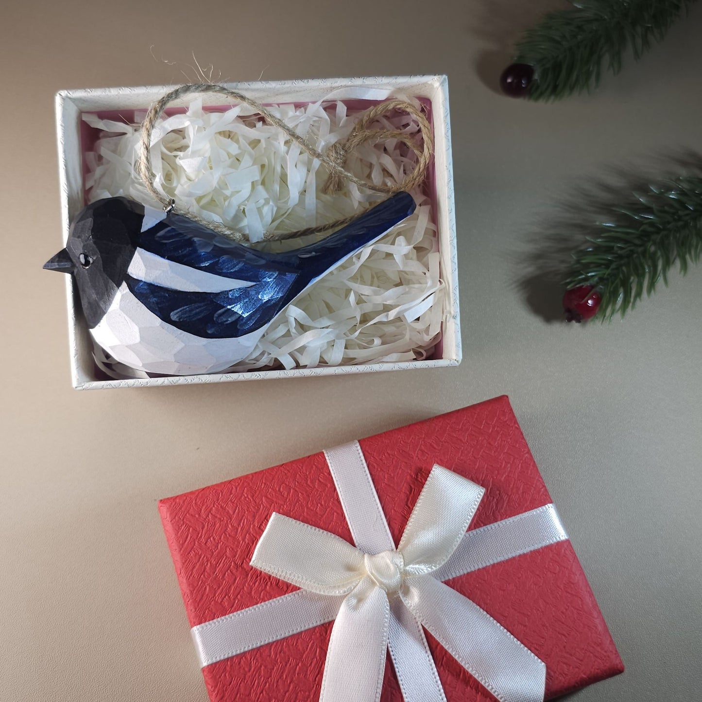 Vogel hangende ornamenten met geschenkdoosset