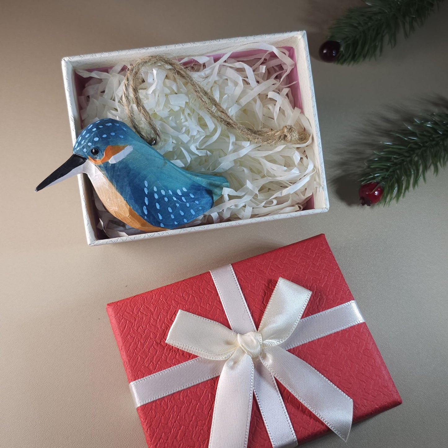 Vogel hangende ornamenten met geschenkdoosset