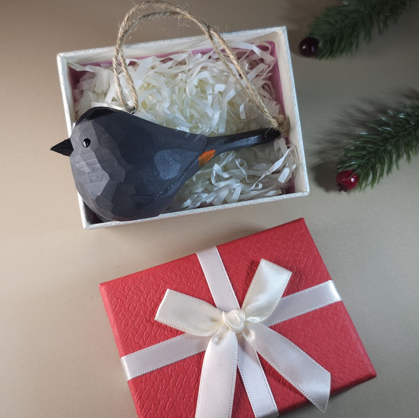 Vogel hangende ornamenten met geschenkdoosset