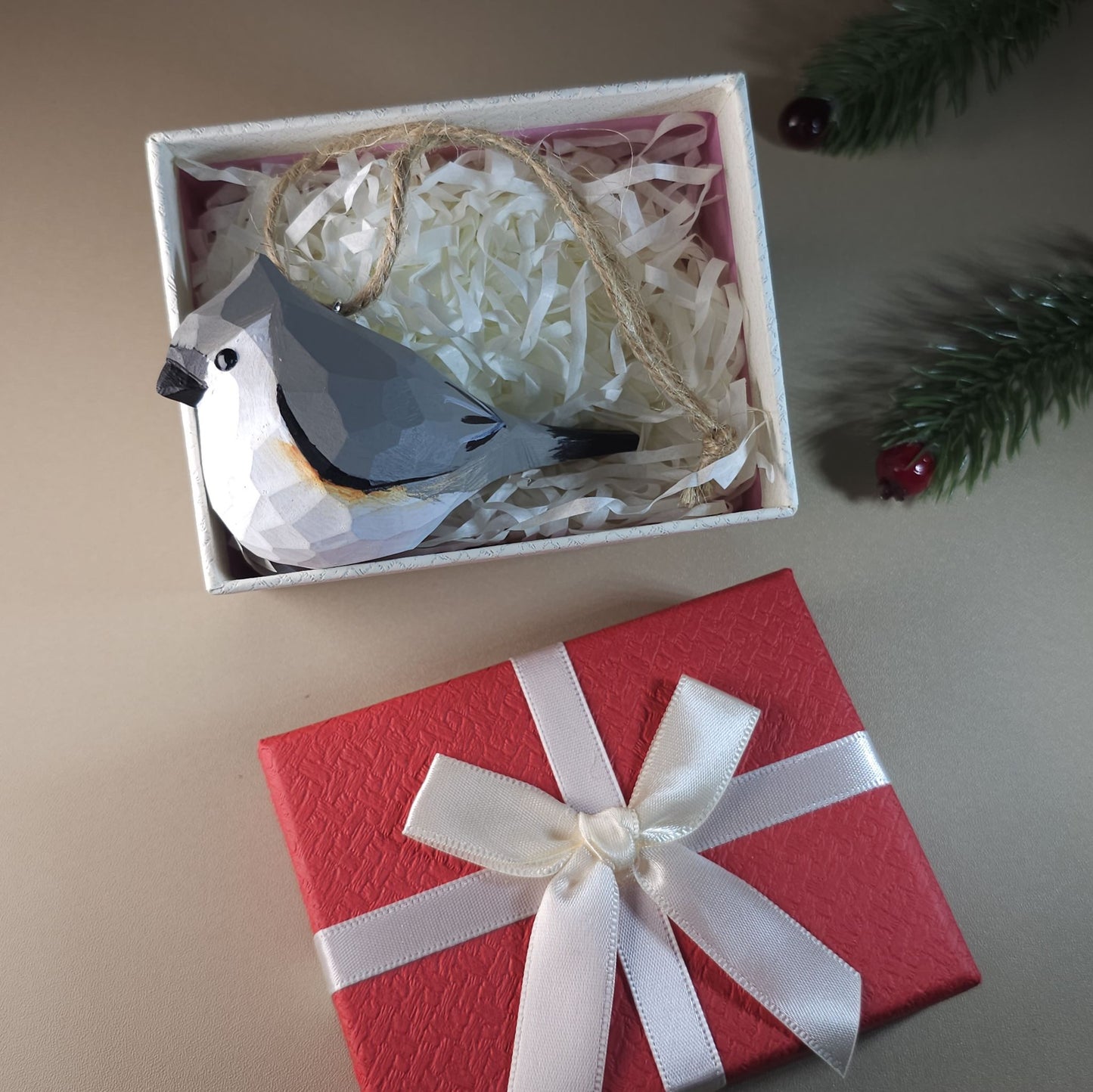 Vogel hangende ornamenten met geschenkdoosset