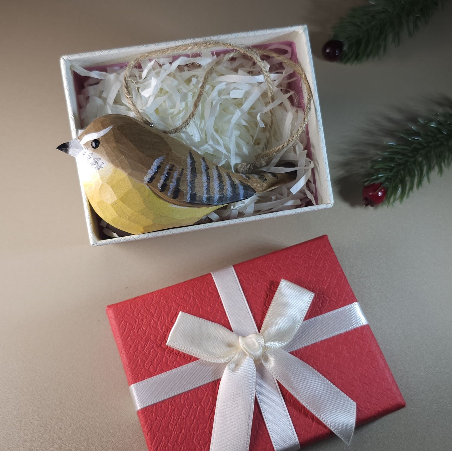 Vogel hangende ornamenten met geschenkdoosset