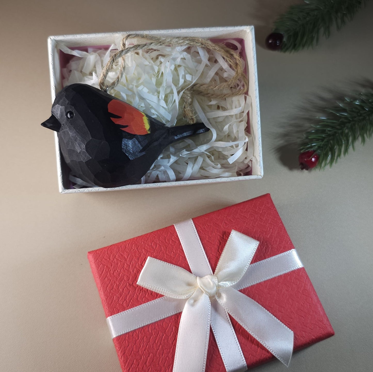 Vogel hangende ornamenten met geschenkdoosset