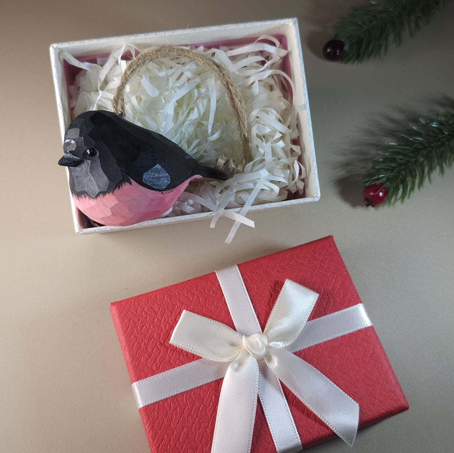 Vogel hangende ornamenten met geschenkdoosset