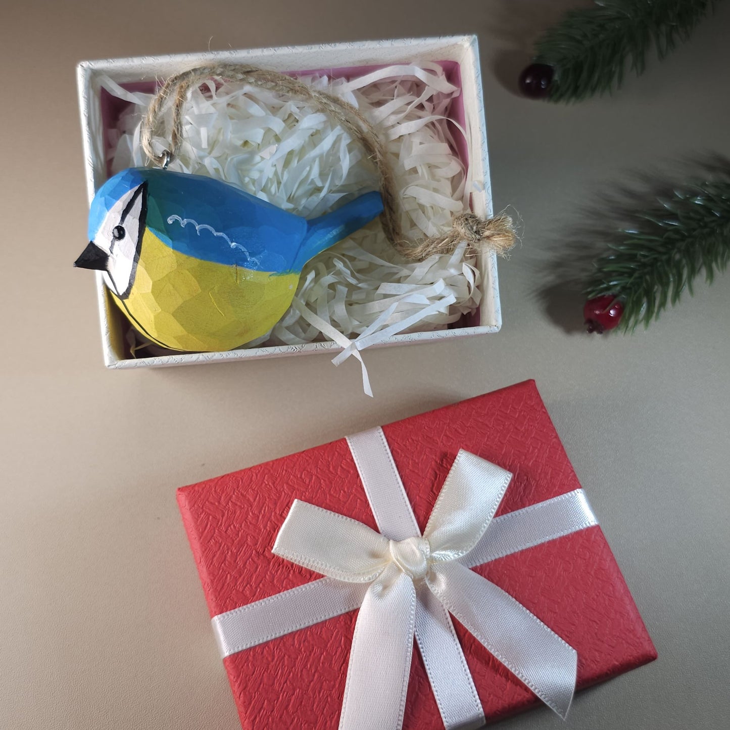 Vogel hangende ornamenten met geschenkdoosset