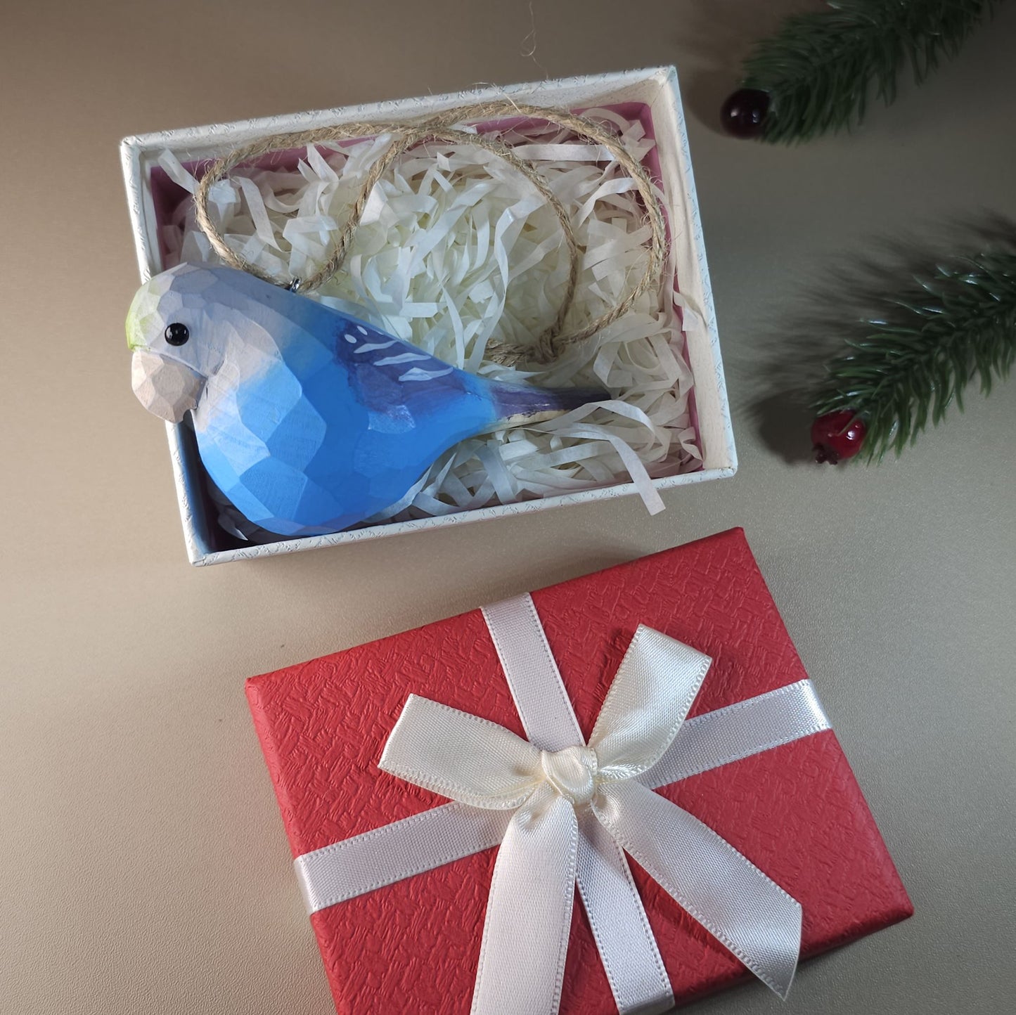 Vogel hangende ornamenten met geschenkdoosset