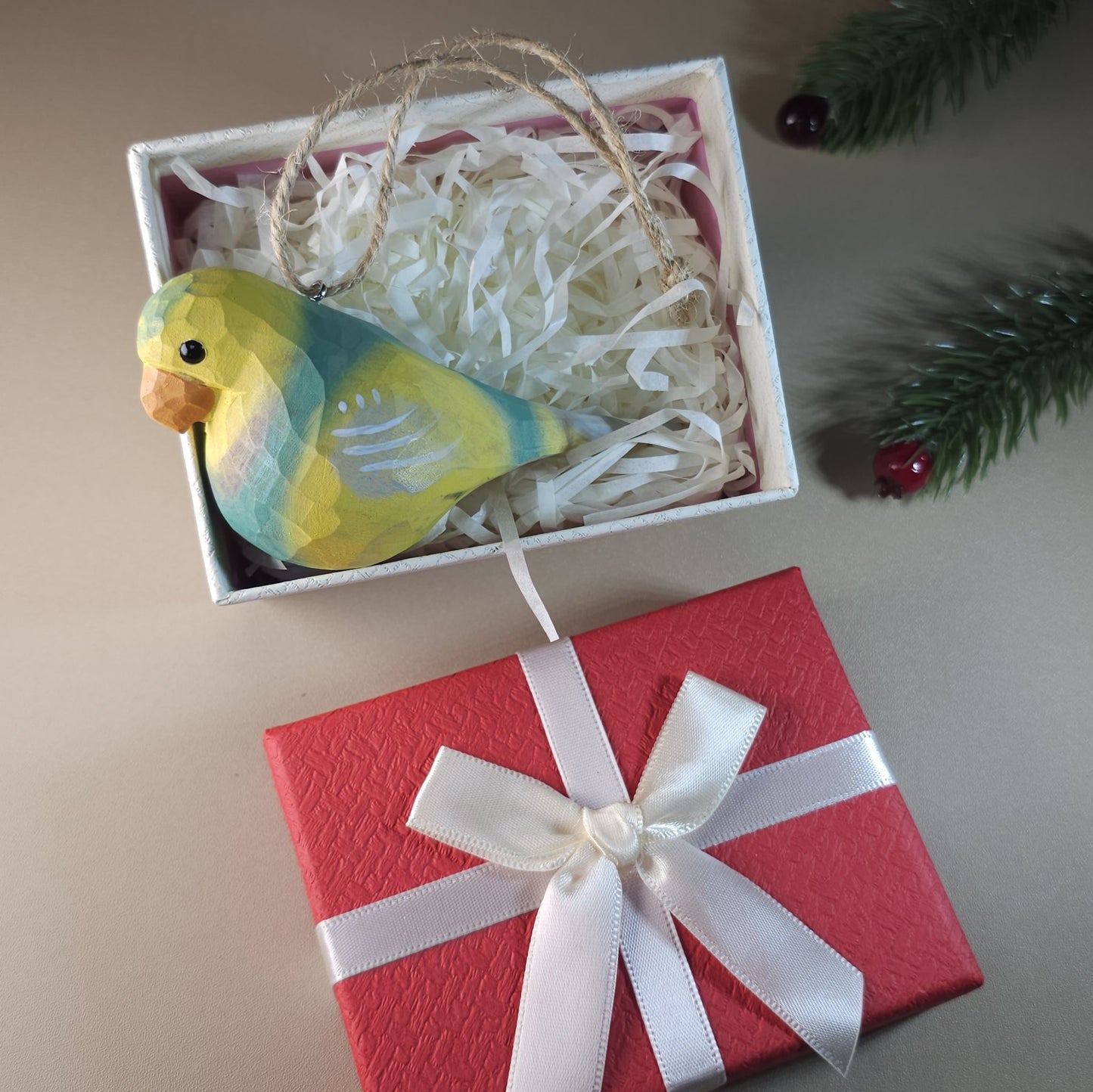 Vogel hangende ornamenten met geschenkdoosset