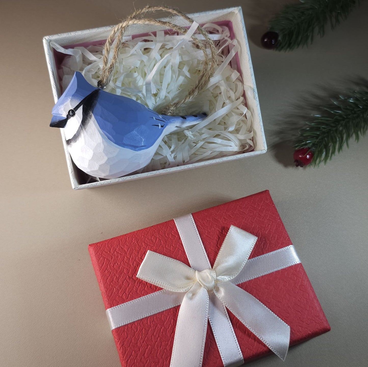 Vogel hangende ornamenten met geschenkdoosset