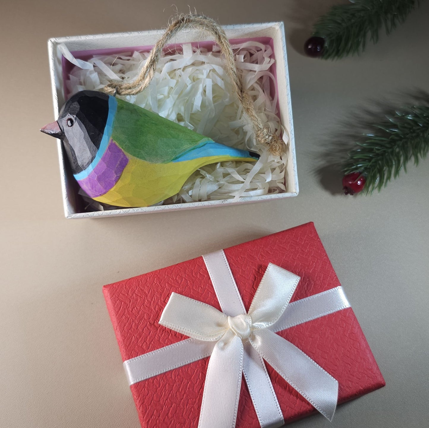 Vogel hangende ornamenten met geschenkdoosset